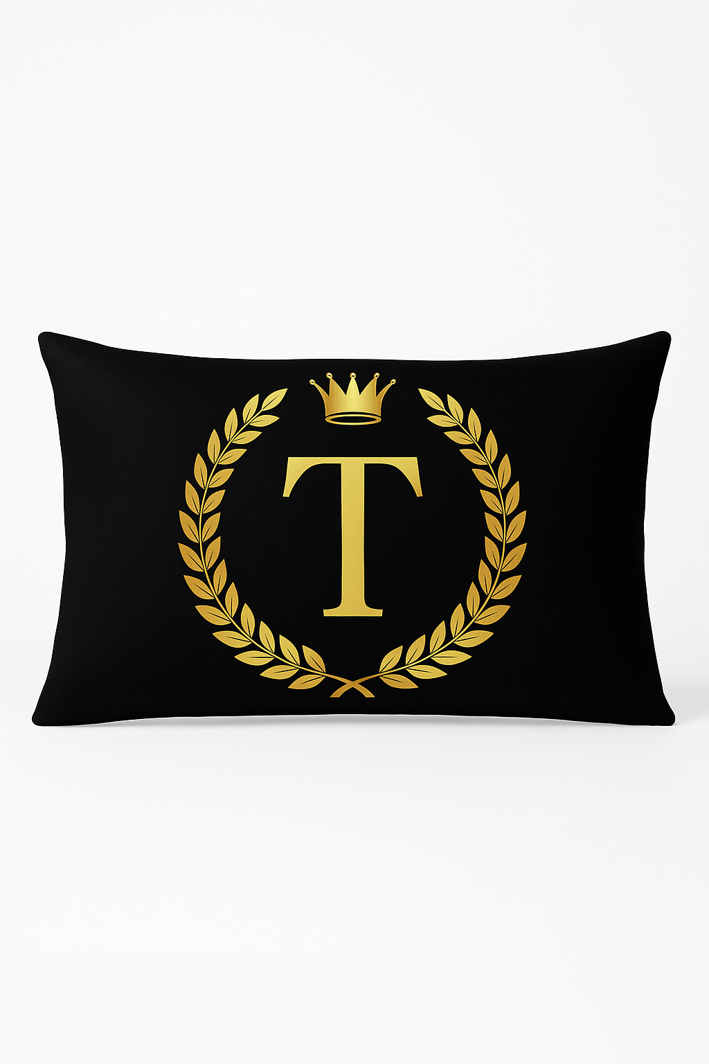 housse de coussin décorative motifs lettres noires dorées
