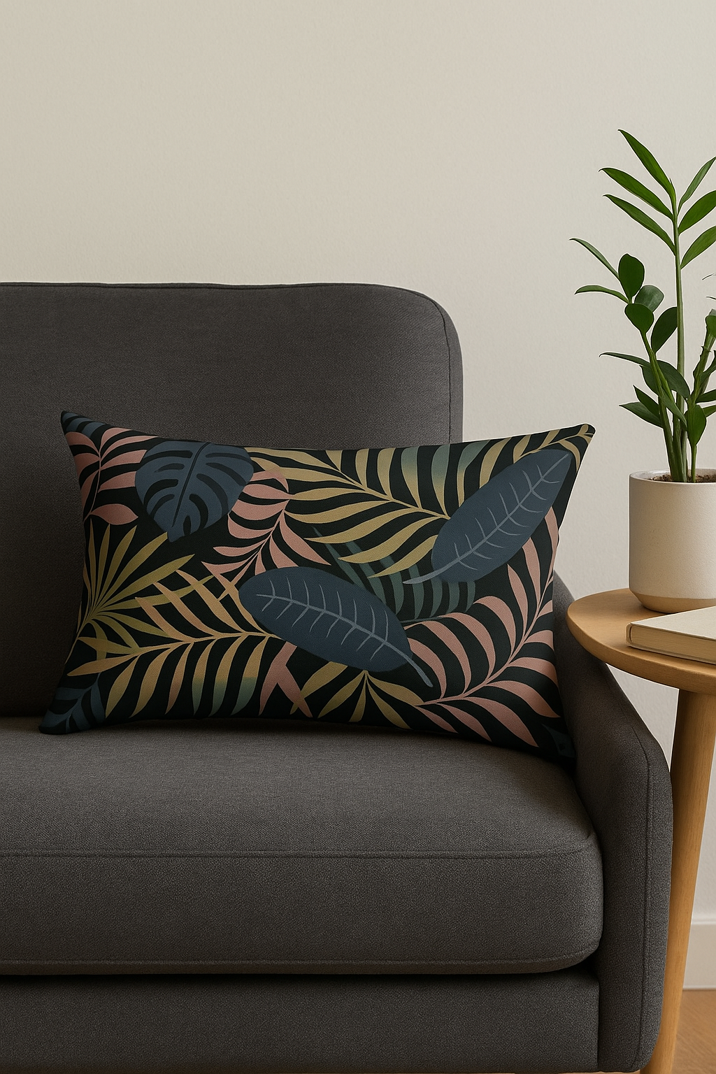 housse de coussin décorative motifs tropicales vertes 30 x 50 cm - vue 2 sur 2