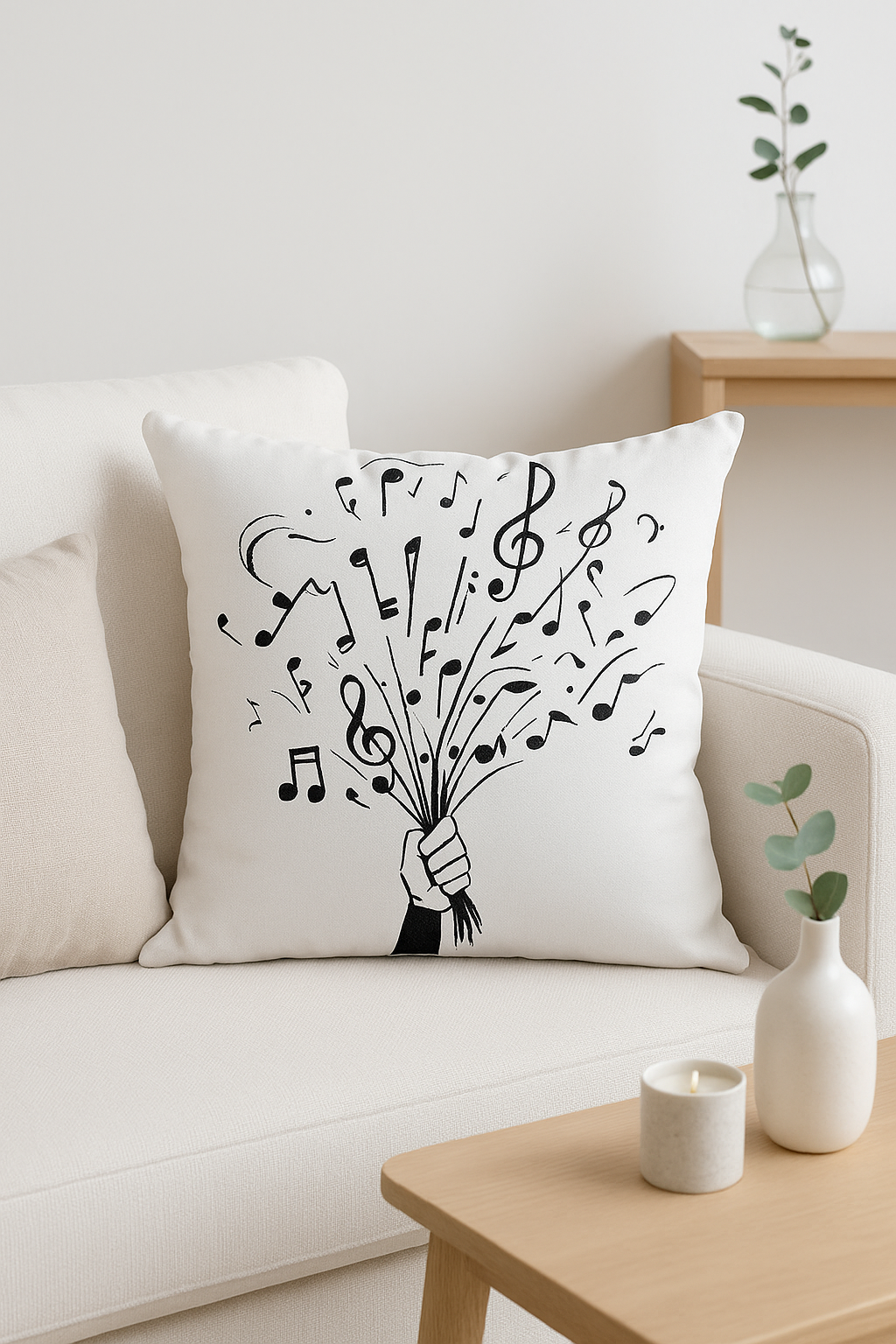 housse de coussin décorative notes de musique pour canapé et chambre