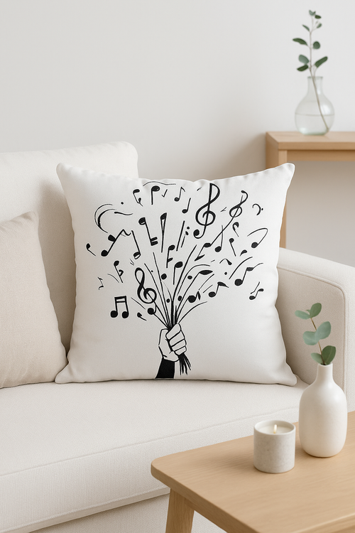 housse de coussin décorative notes de musique pour canapé et chambre - vue 2 sur 2