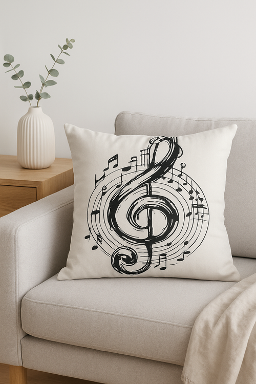 housse de coussin décorative notes de musique pour intérieur ou voiture - vue 2 sur 2