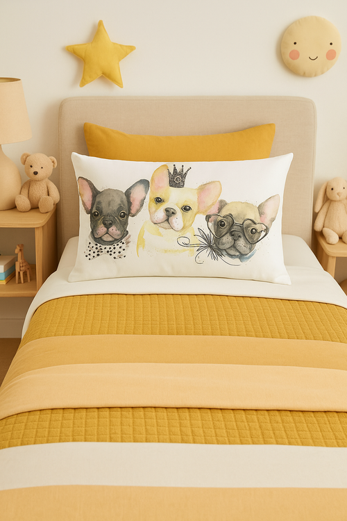 housse de coussin décorative petits animaux chiot chat - vue 2 sur 2