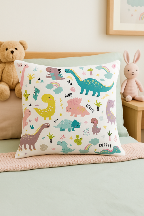 housse de coussin dinosaure mignon pour décoration intérieure - vue 2 sur 2