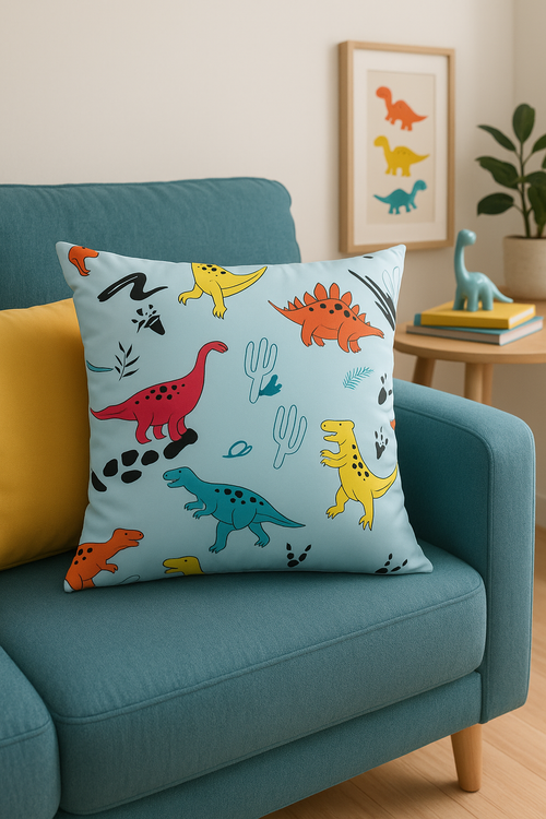 housse de coussin dinosaure mignon pour décoration intérieure - vue 2 sur 2