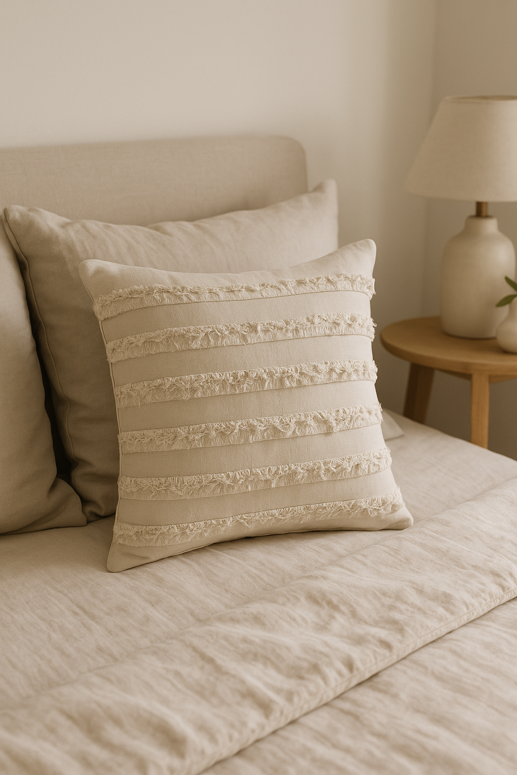 housse de coussin en coton et lin broderie 3D pour canapé-lit - vue 2 sur 2