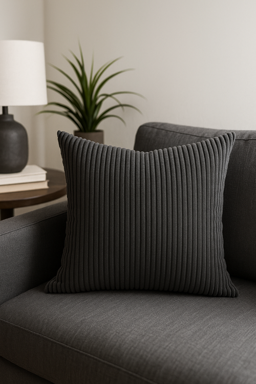 housse de coussin en velours côtelé à rayures multicolores - vue 2 sur 2