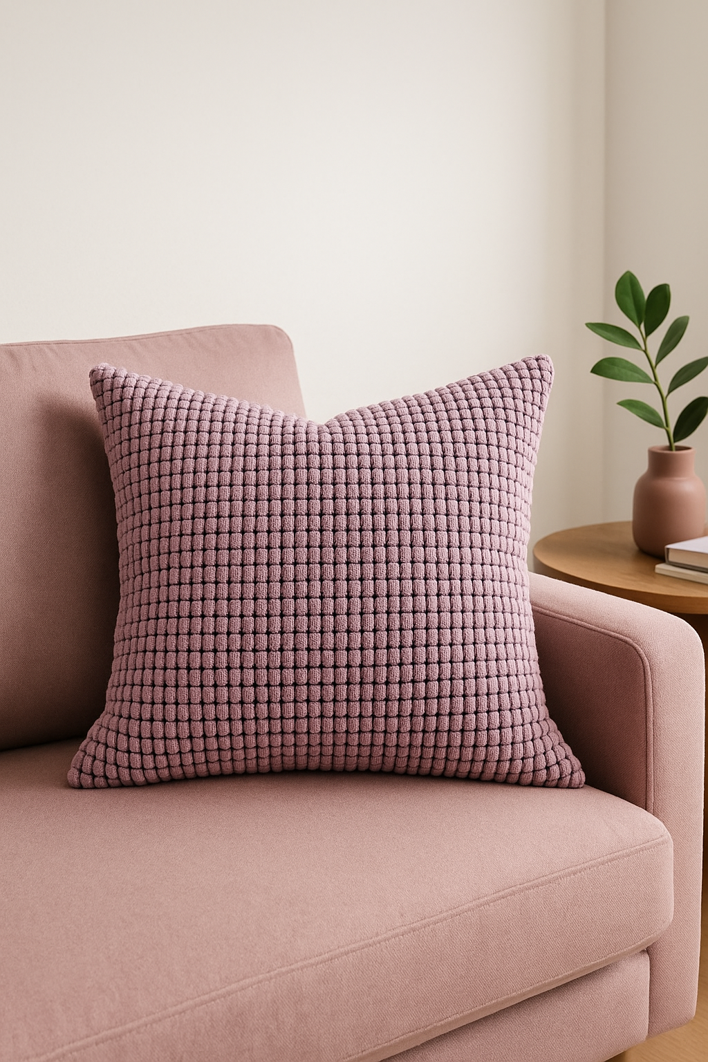 housse de coussin en velours côtelé coloris uni 40 à 70 cm - vue 2 sur 2