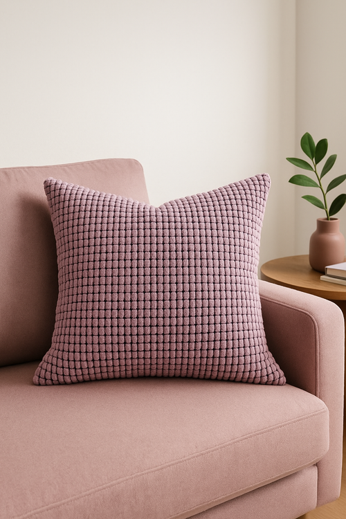 housse de coussin en velours côtelé coloris uni 40 à 70 cm - vue 2 sur 2