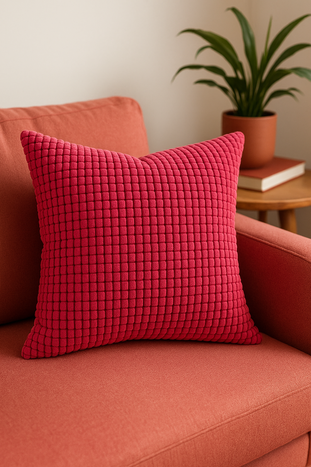 housse de coussin en velours côtelé décorative pour canapé et lit - vue 2 sur 2