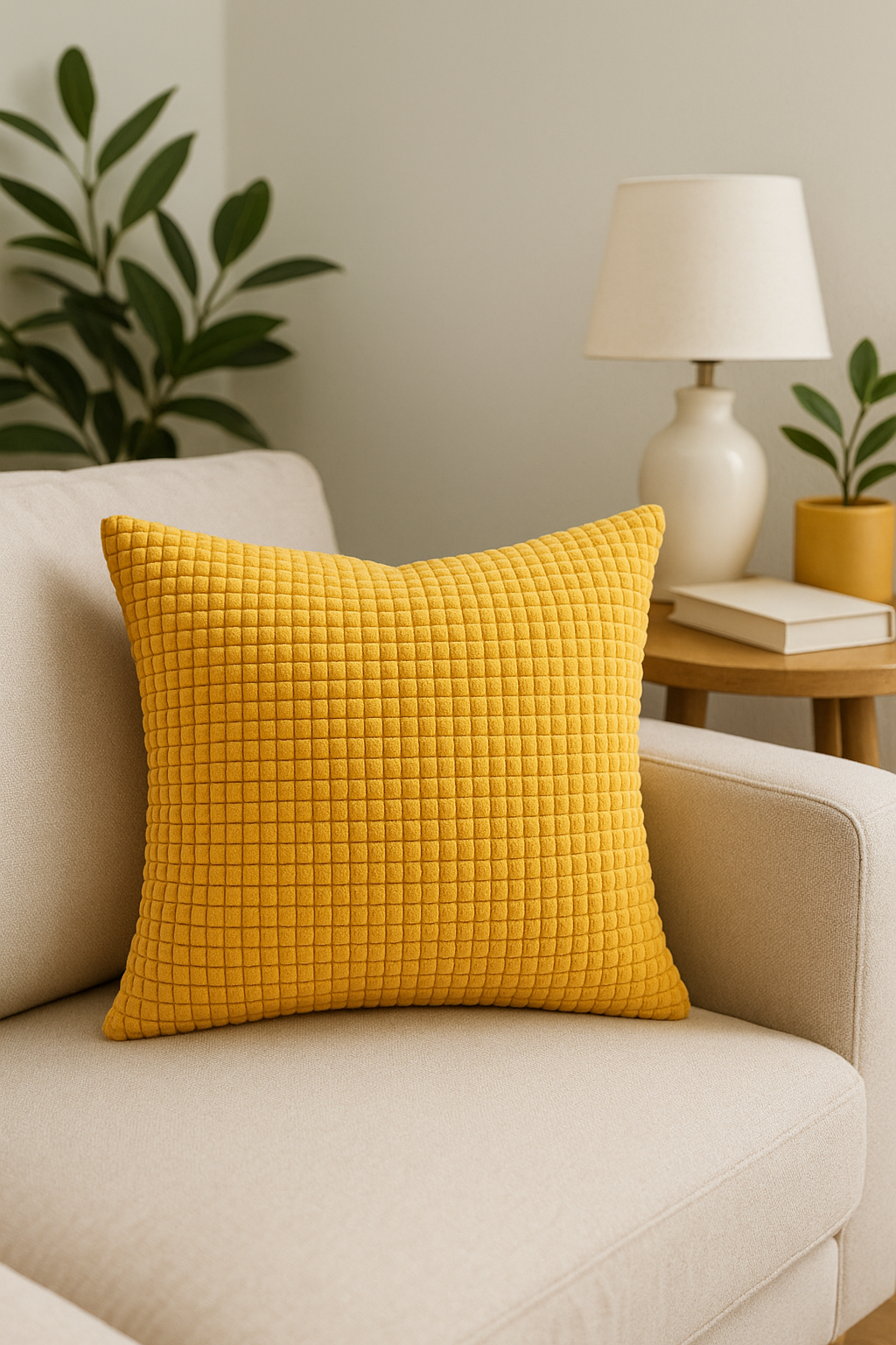 housse de coussin en velours côtelé motif grain de maïs grande taille