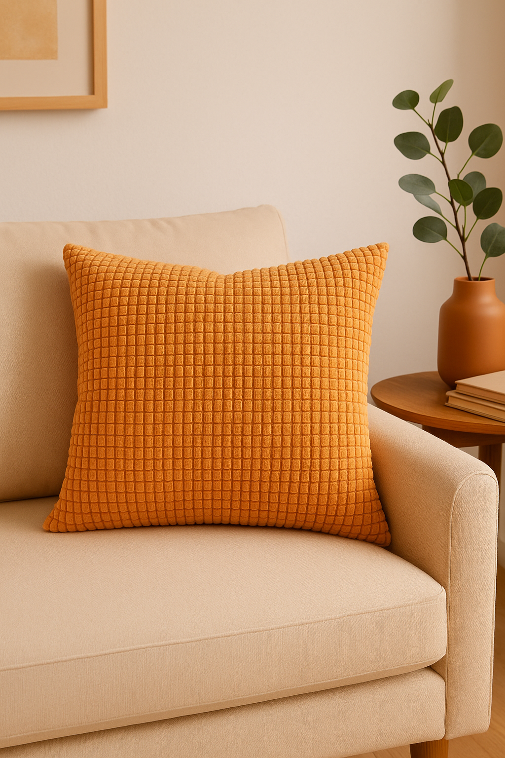 housse de coussin en velours côtelé motif grain de maïs grande taille - vue 2 sur 2