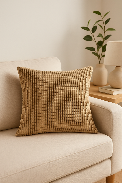 housse de coussin en velours côtelé motif grain de maïs grande taille - vue 2 sur 2