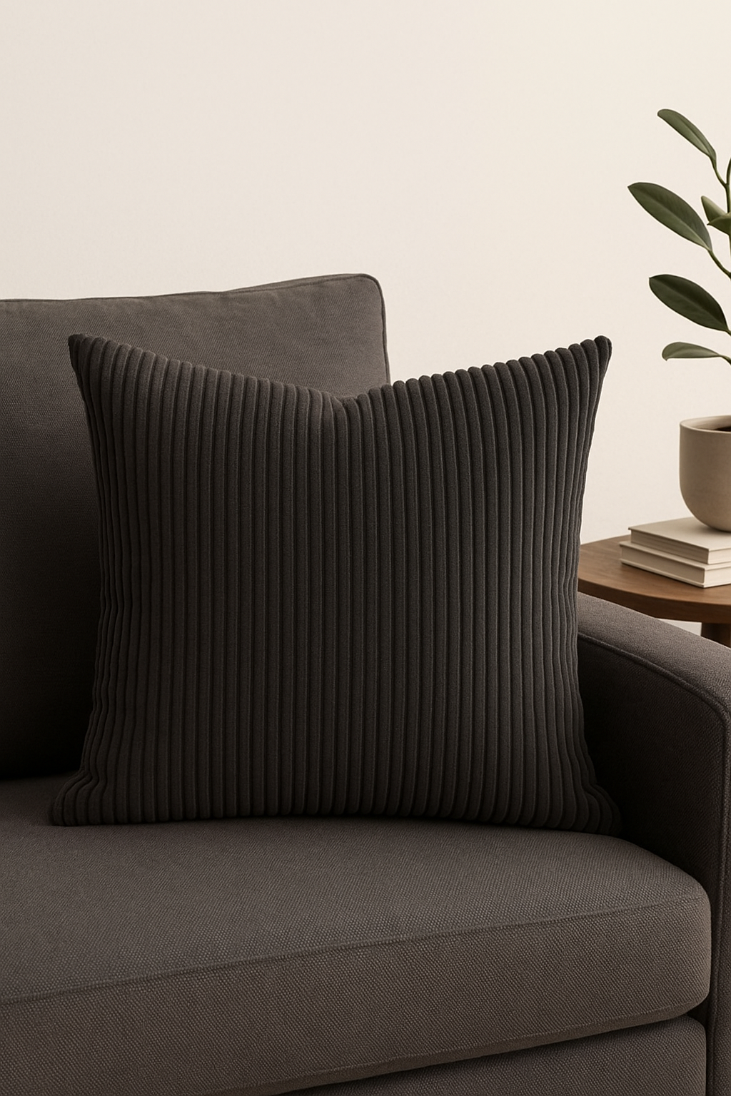 housse de coussin en velours côtelé rayé classique et simple - vue 2 sur 2