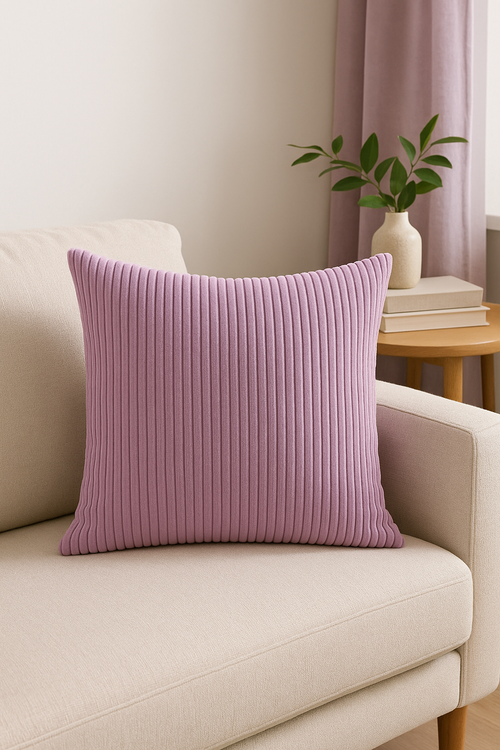 housse de coussin en velours côtelé rayé disponible en plusieurs tailles - vue 2 sur 2
