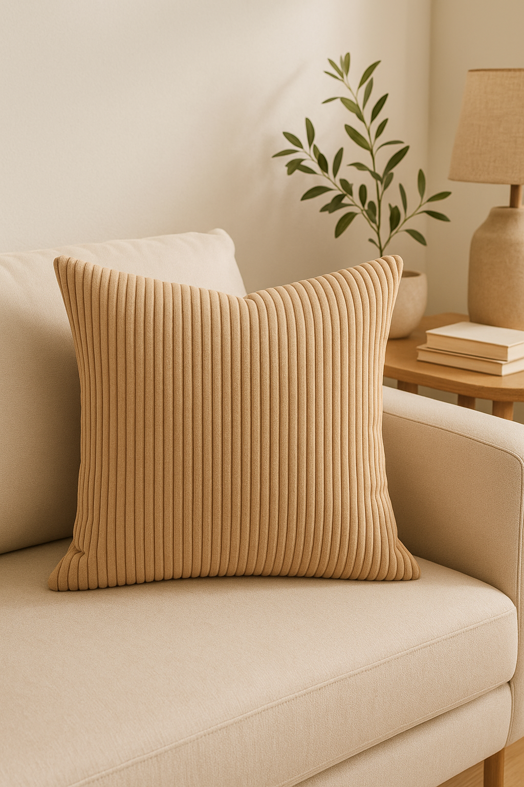 housse de coussin en velours côtelé rayé plusieurs tailles disponibles - vue 2 sur 2