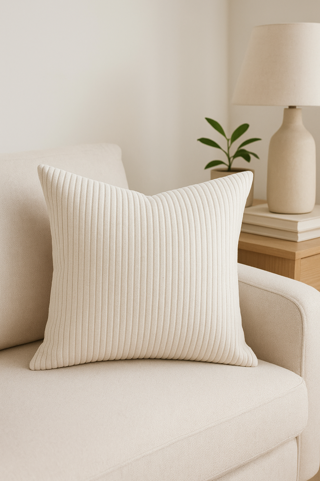 housse de coussin en velours côtelé rayé plusieurs tailles disponibles - vue 2 sur 2