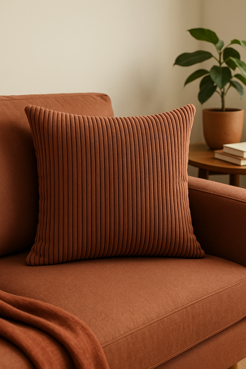 housse de coussin en velours côtelé rayé plusieurs tailles disponibles - vue 2 sur 2