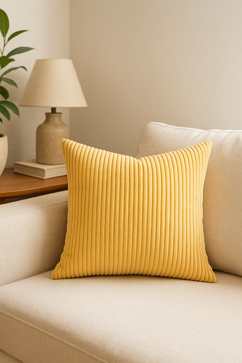 housse de coussin en velours côtelé rayé plusieurs tailles disponibles - vue 2 sur 2