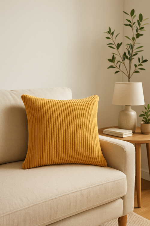 housse de coussin en velours côtelé rayé plusieurs tailles disponibles - vue 2 sur 2