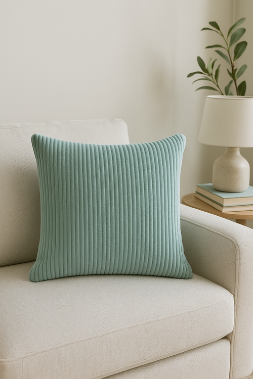 housse de coussin en velours côtelé rayé plusieurs tailles disponibles - vue 2 sur 2