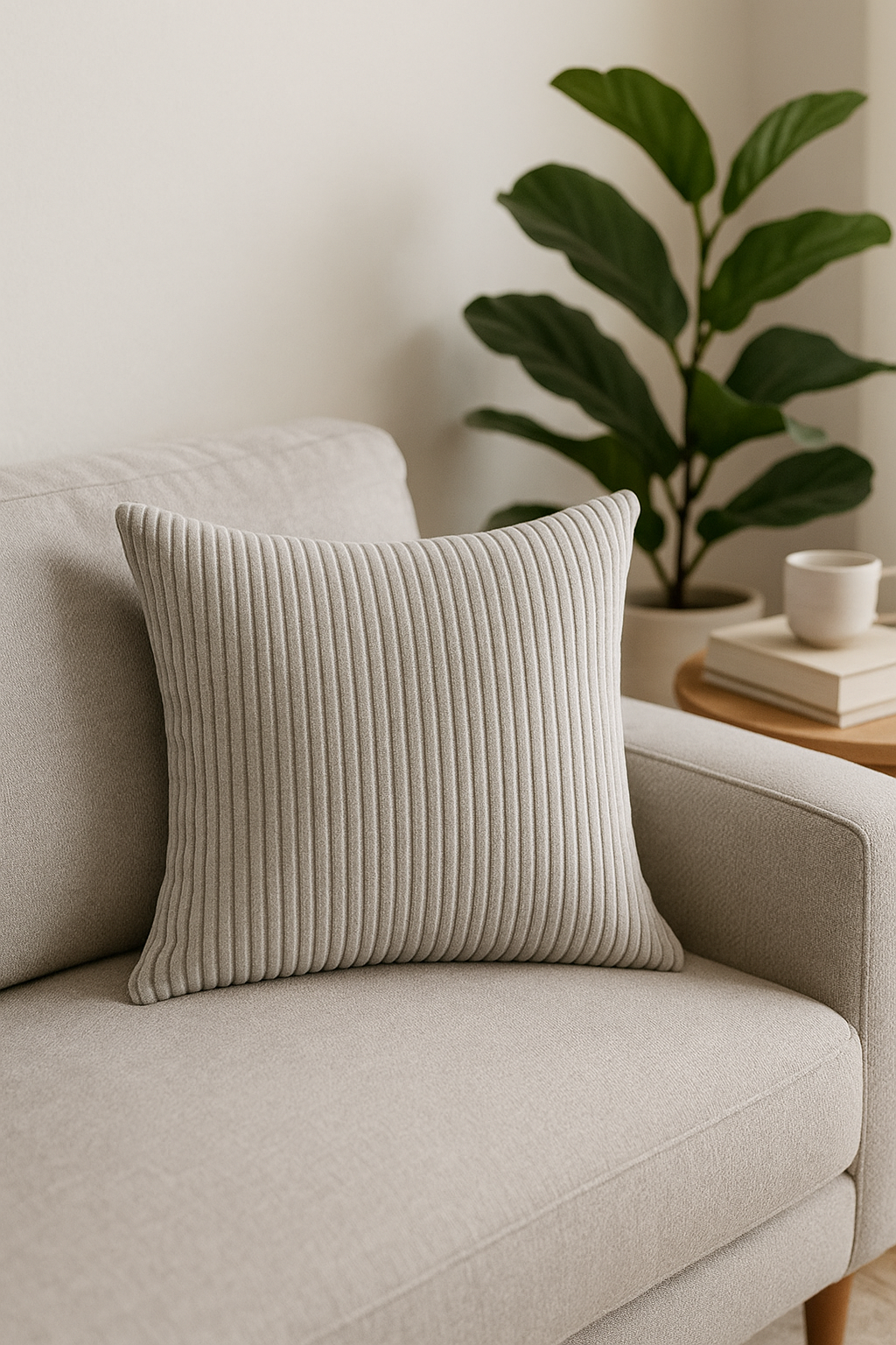 housse de coussin en velours côtelé rayé plusieurs tailles disponibles - vue 2 sur 2