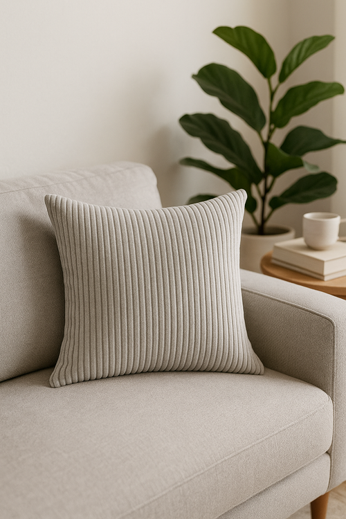 housse de coussin en velours côtelé rayé plusieurs tailles disponibles - vue 2 sur 2