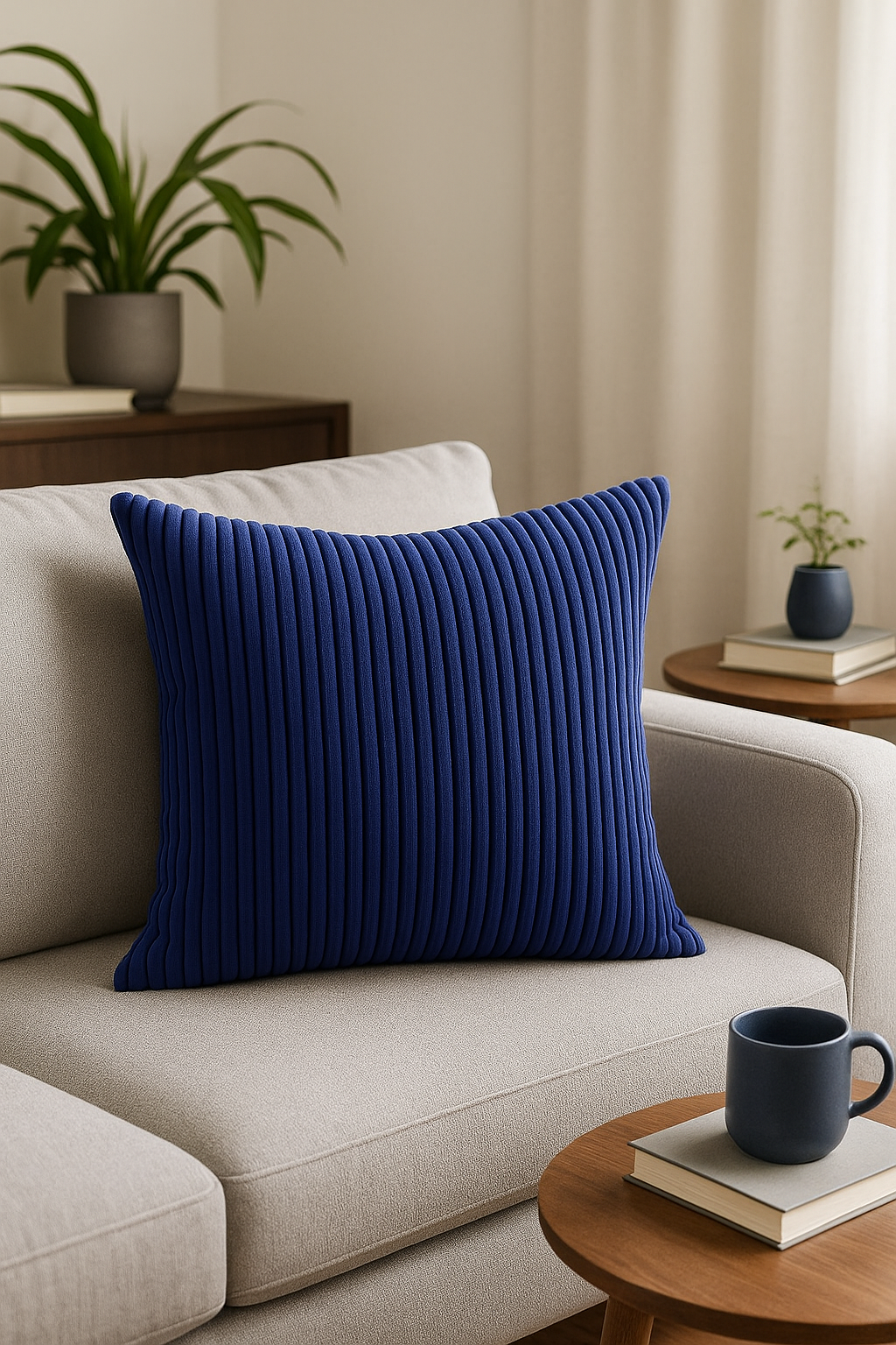 housse de coussin en velours côtelé rayé pour canapé-lit