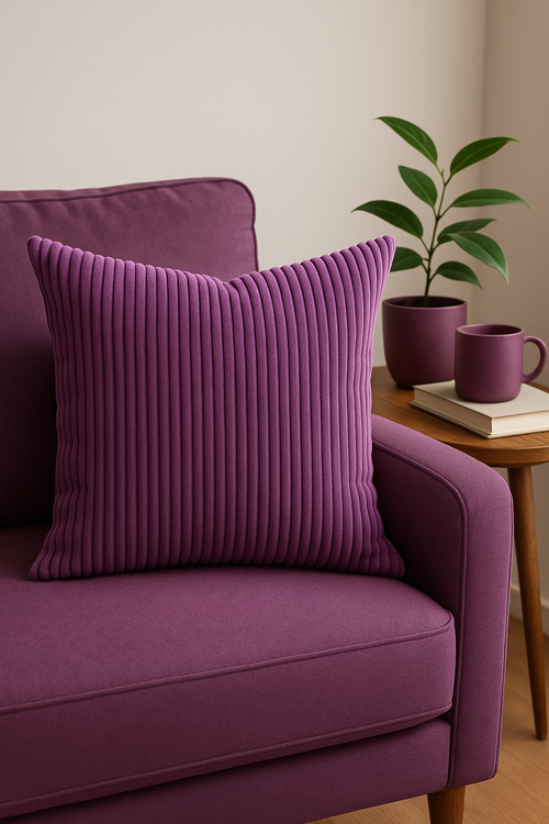 housse de coussin en velours côtelé rayé pour canapé-lit - vue 2 sur 2