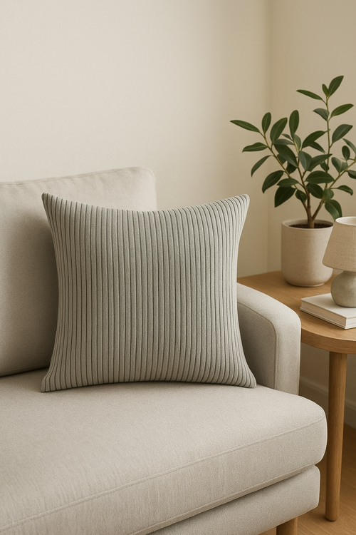 housse de coussin en velours côtelé rayé pour canapé-lit - vue 2 sur 2