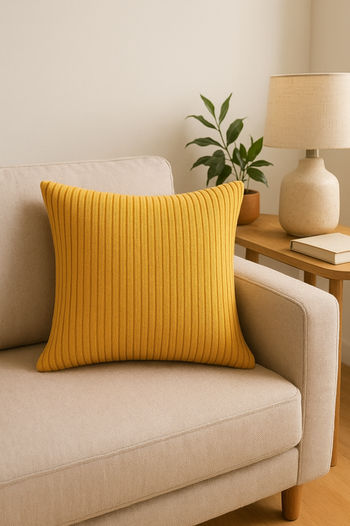 housse de coussin en velours côtelé rayé pour déco classique - vue 2 sur 2