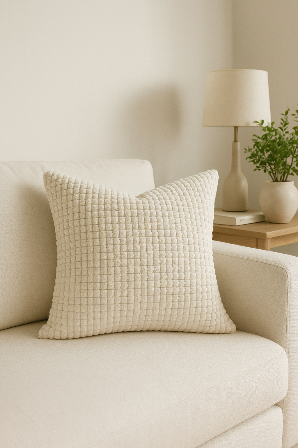 housse de coussin en velours côtelé uni 40 à 70 cm - vue 2 sur 2