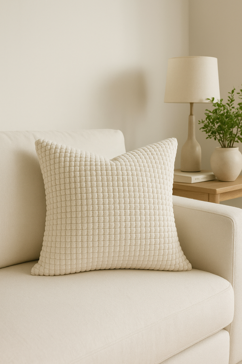 housse de coussin en velours côtelé uni 40 à 70 cm - vue 2 sur 2