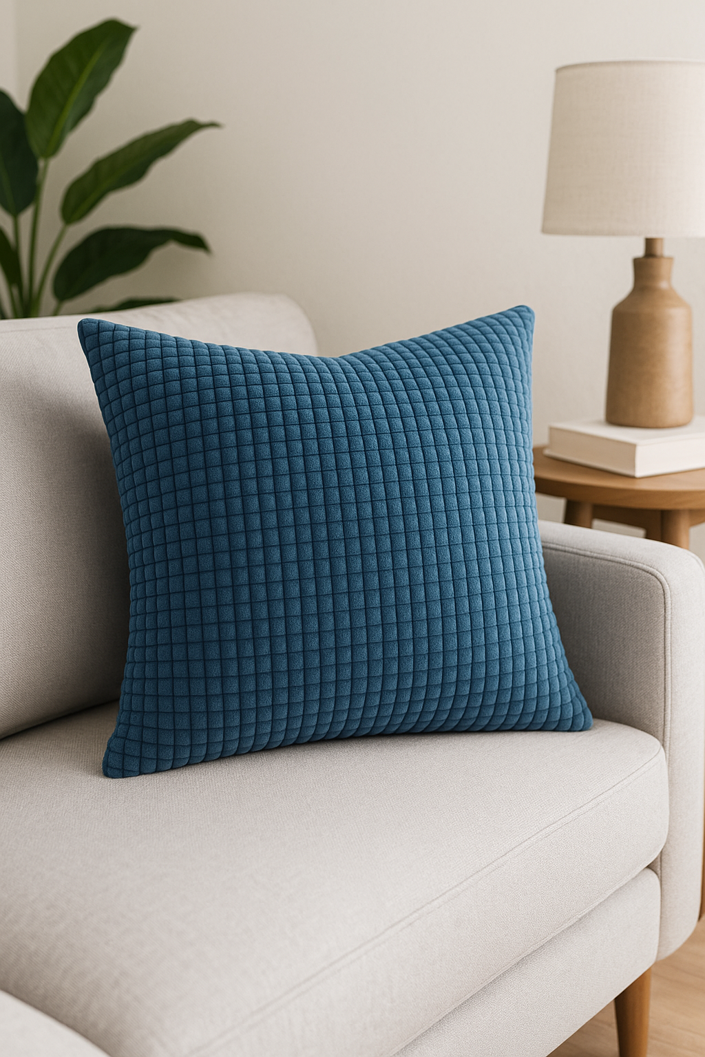 housse de coussin en velours côtelé unie 40 à 70 cm - vue 2 sur 2