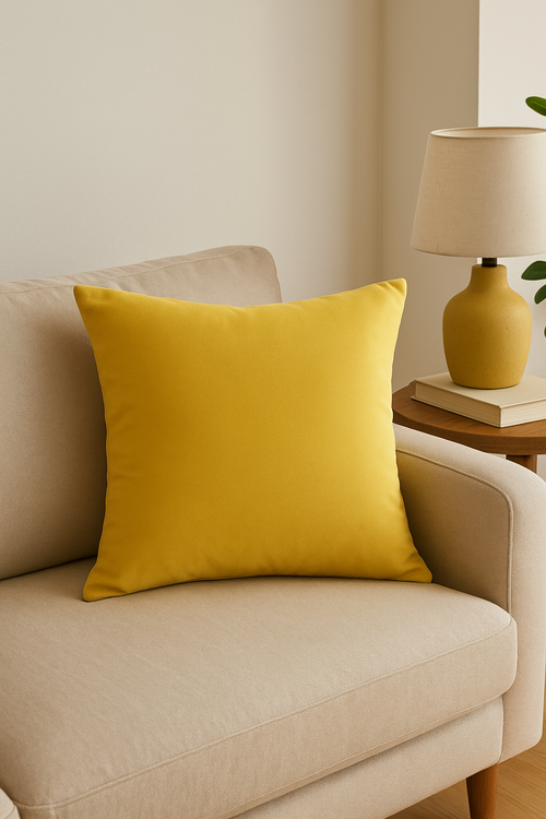 housse de coussin en velours hollandais sur mesure couleur unie - vue 2 sur 2