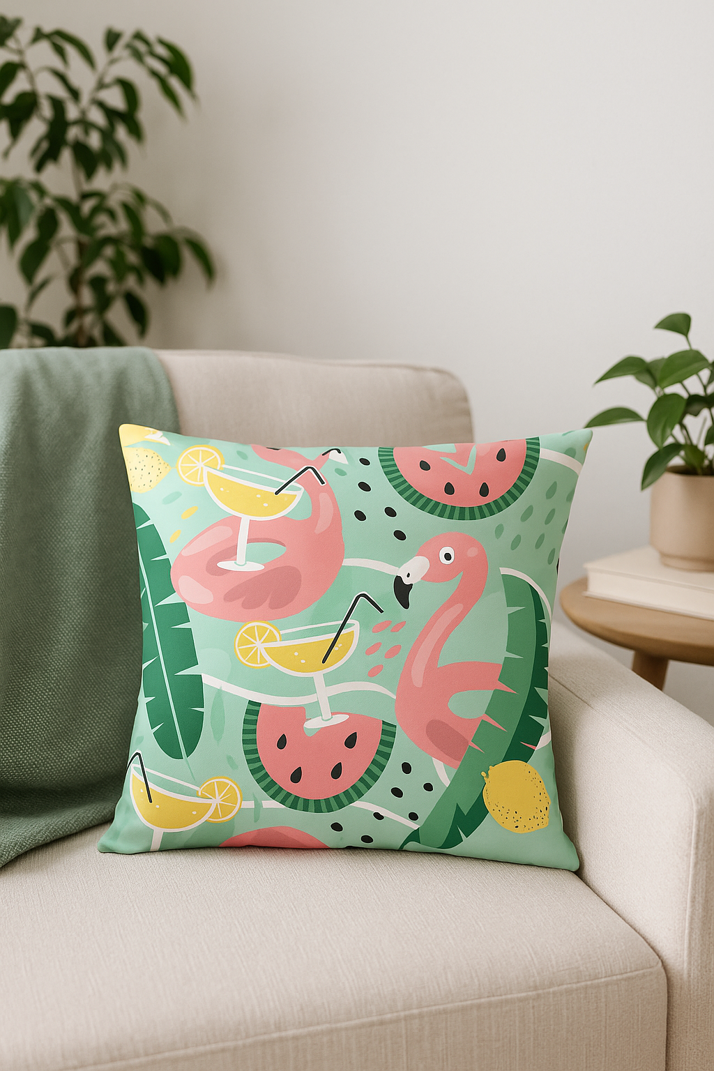 housse de coussin flamant rose pour une touche colorée - vue 2 sur 2