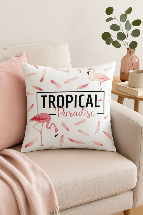 housse de coussin flamant rose tropical 45 cm décor créatif pour canapé - vue 2 sur 2