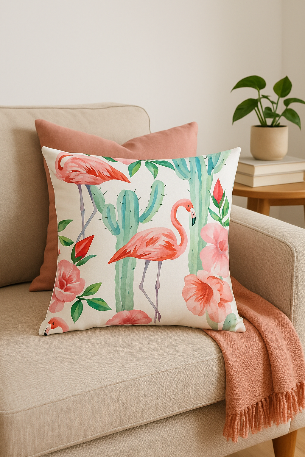 housse de coussin flamant rose tropical 45 cm pour décor créatif - vue 2 sur 2