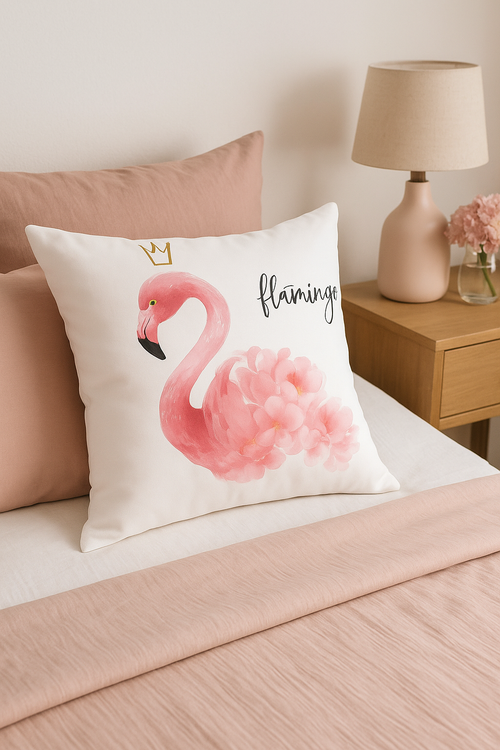 housse de coussin flamant rose tropical 45 cm x 45 cm décoratif - vue 2 sur 2