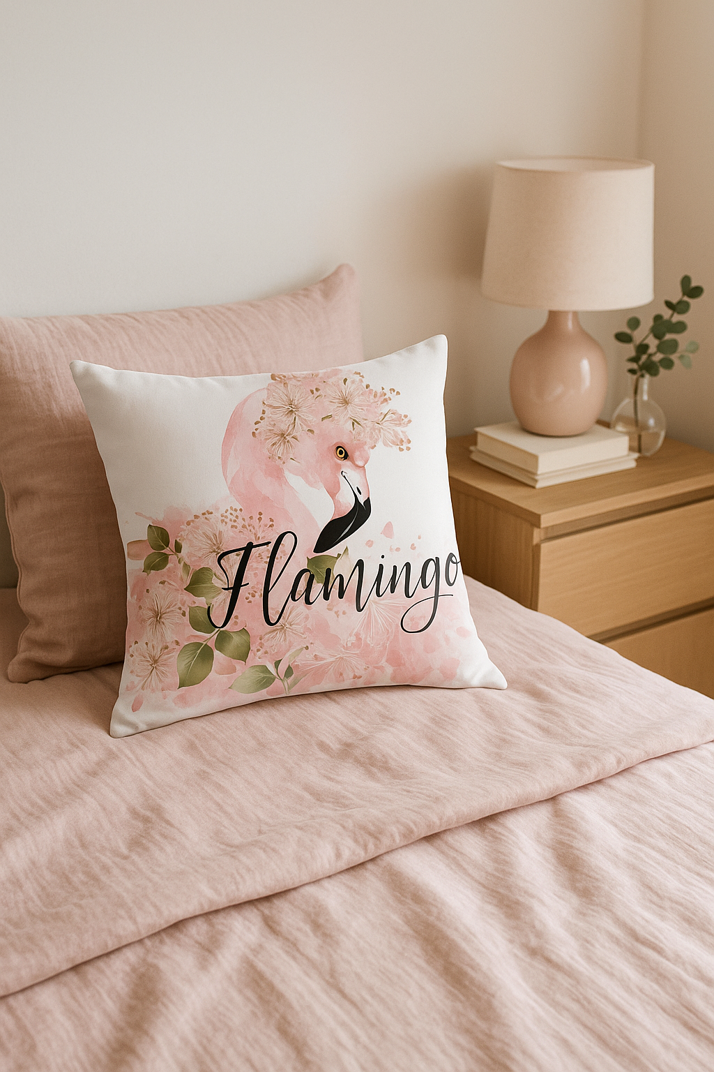 housse de coussin flamant rose tropical 45x45 cm décor créatif - vue 2 sur 2