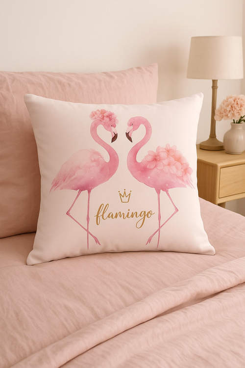 housse de coussin flamant rose tropical 45x45 cm décoratif - vue 2 sur 2