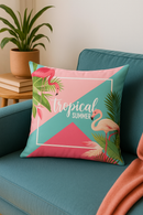 housse de coussin flamant rose tropical 45x45 cm décoratif