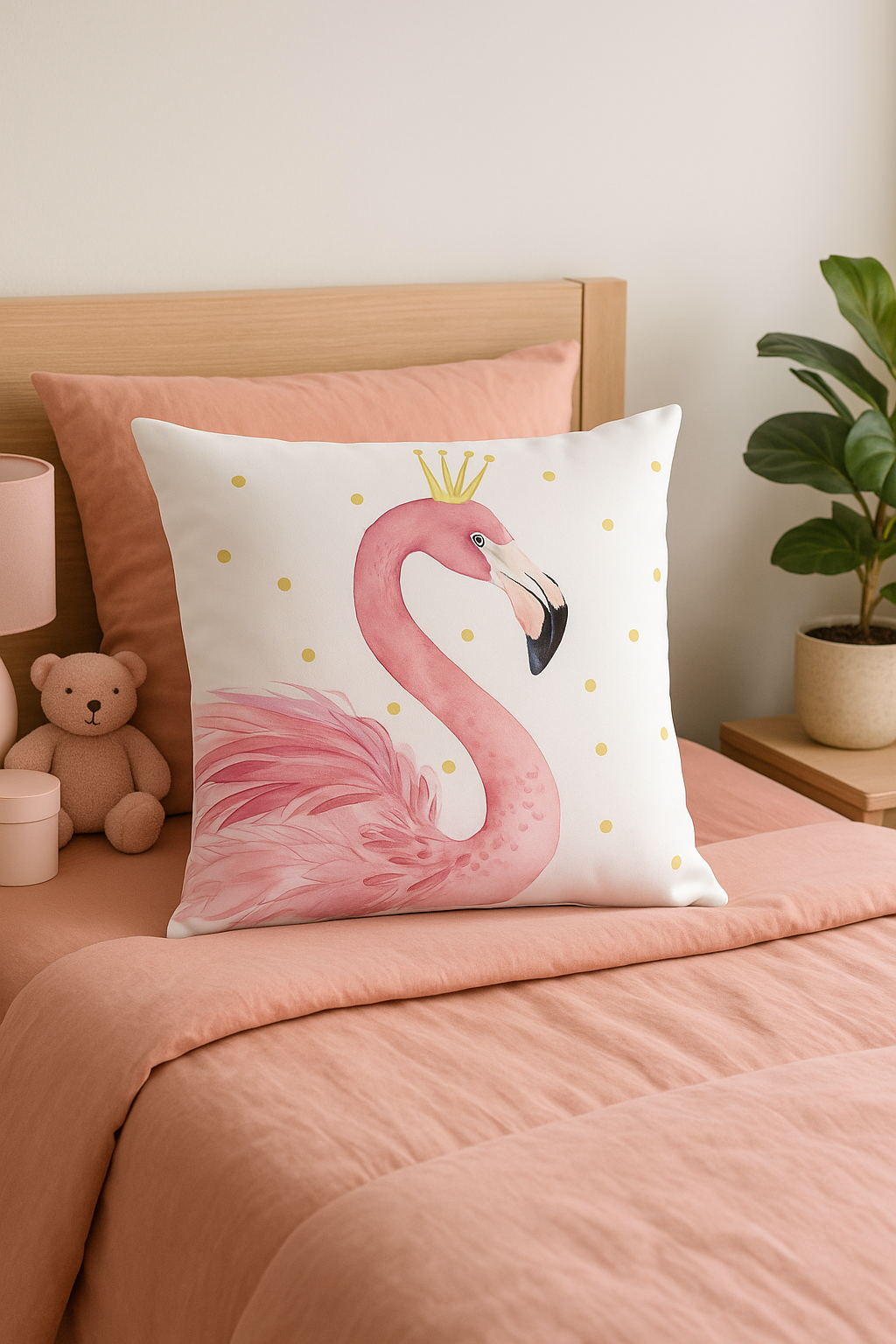 housse de coussin flamant rose tropical 45x45 cm décoratif - vue 2 sur 2