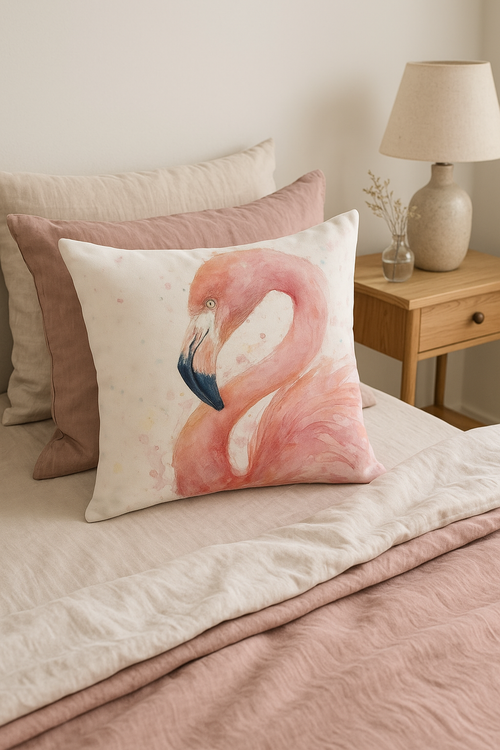 housse de coussin flamant rose tropical 45x45 cm décoratif - vue 2 sur 2