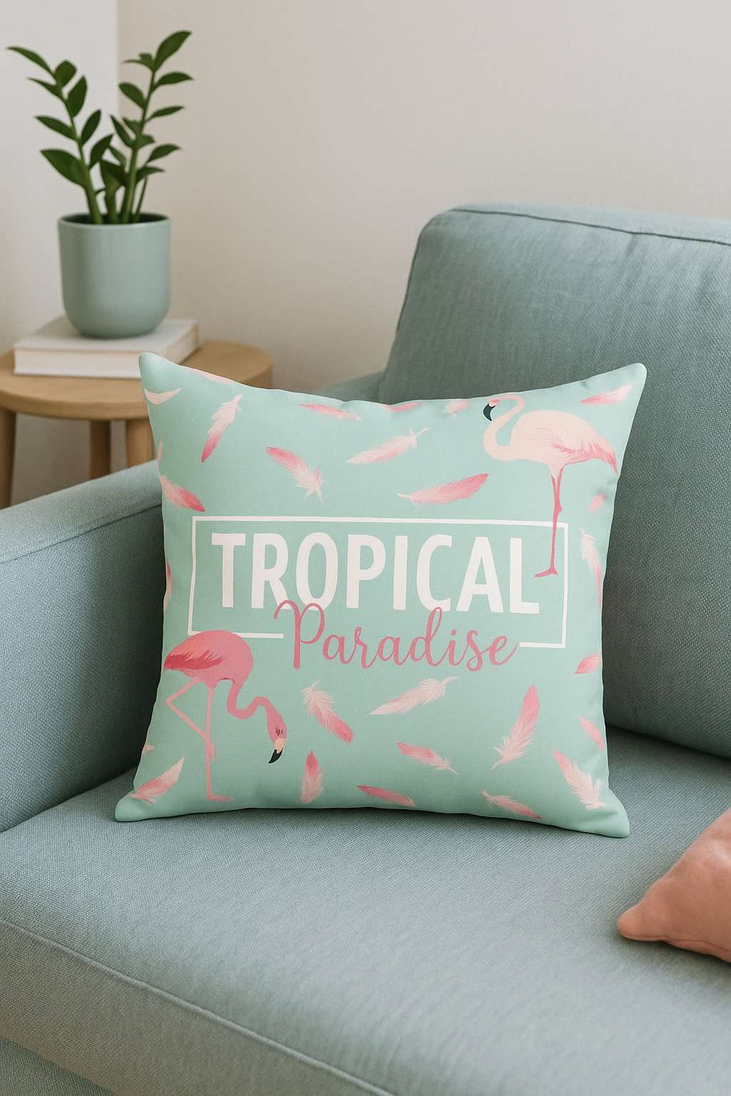 housse de coussin flamant rose tropical 45x45 cm décoratif pour canapé - vue 2 sur 2