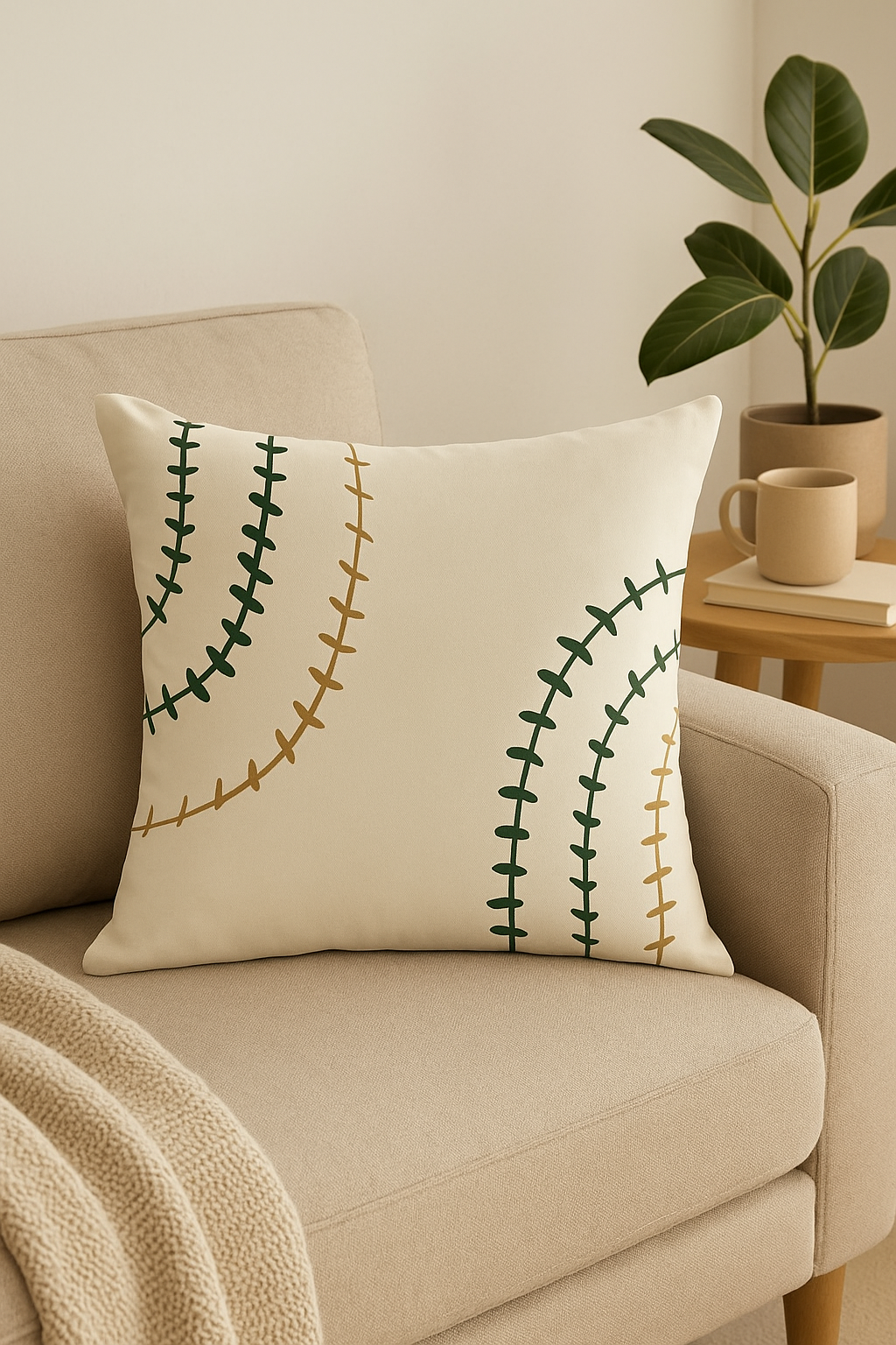 housse de coussin floral vert abstrait pour décoration intérieure - vue 2 sur 2
