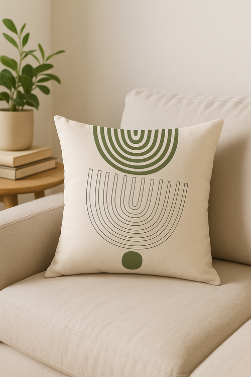 housse de coussin floral vert style abstrait imprimé sur une face - vue 2 sur 2