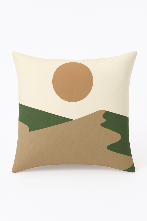 housse de coussin florale verte style abstrait imprimée sur une face