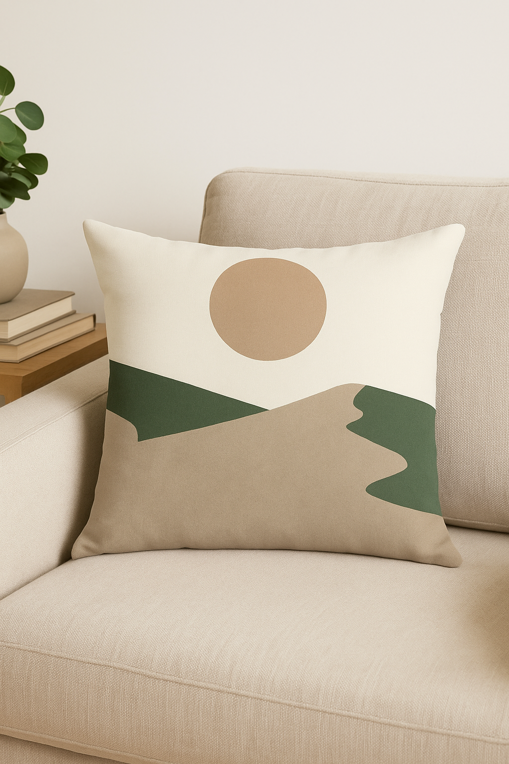 housse de coussin florale verte style abstrait imprimée sur une face - vue 2 sur 2
