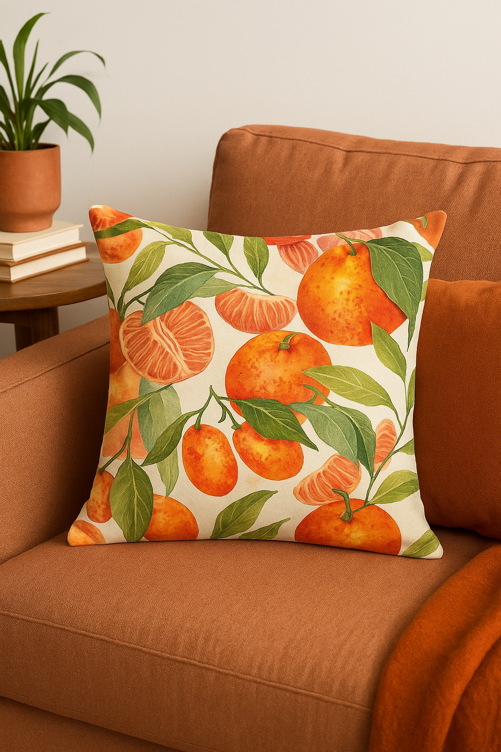 housse de coussin fruits d'été citron orange fraise pastèque décorative