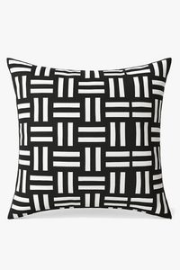 housse de coussin géométrique noire et blanche décorative à lignes ondulées